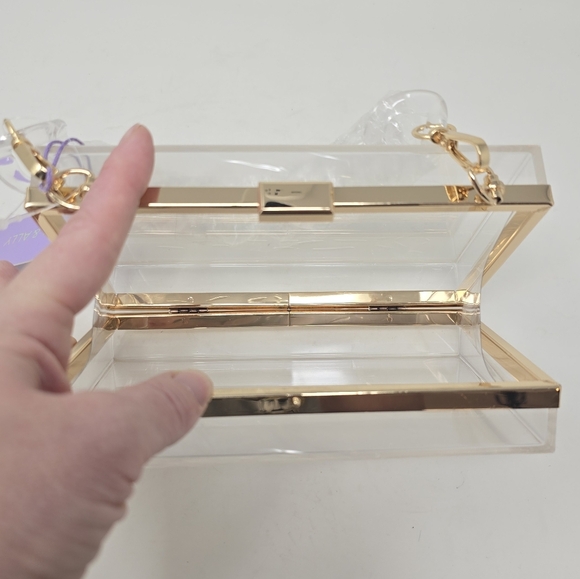 NWT Jill & Ally Transparent Acrylic Chain Clutch Purse Bag - Picture 9 of 10